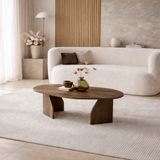 Coffee Tables - Organic Coffee Table Japandi Walnut Melamine Rack - 105x65 cm - Dimehouse