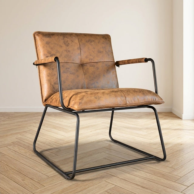 Industrial armchair Hailey cognac eco-leather mood photo in modern interior