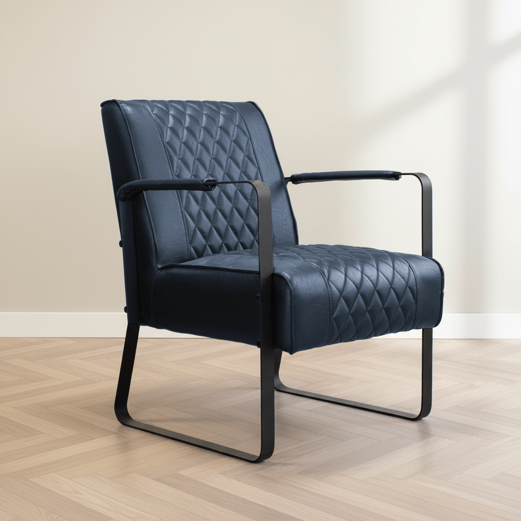 Industrial armchair Peter blue atmospheric photo in a modern interior