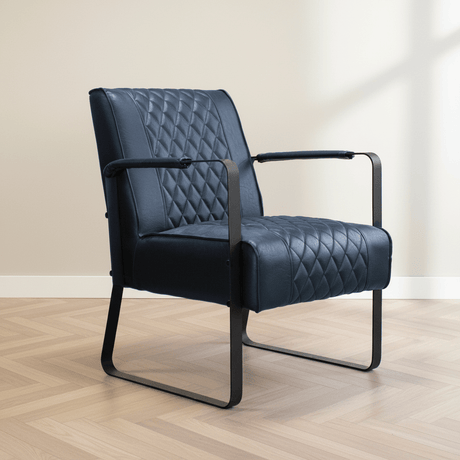 Industrial armchair Peter blue atmospheric photo in a modern interior