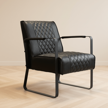 Industrial armchair Peter black atmospheric photo in a modern interior