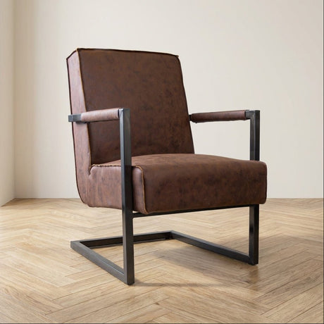 Industrial leather armchair brown Tiger mood photo in modern interior