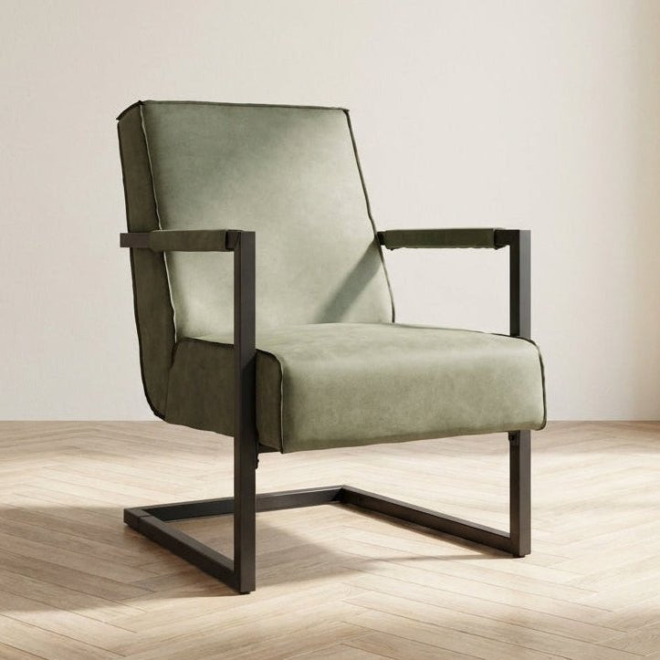 Industrial leather armchair green Tiger mood photo in a modern interior