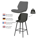 Bar Stools - Beau Bar Stool Light Gray Chenille Fabric - 67 cm Seat Height - Without Armrests - Dimehouse