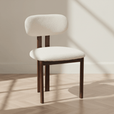 Japandi Dining Room Chair Miyo Bouclé Beige - Walnut Look Frame