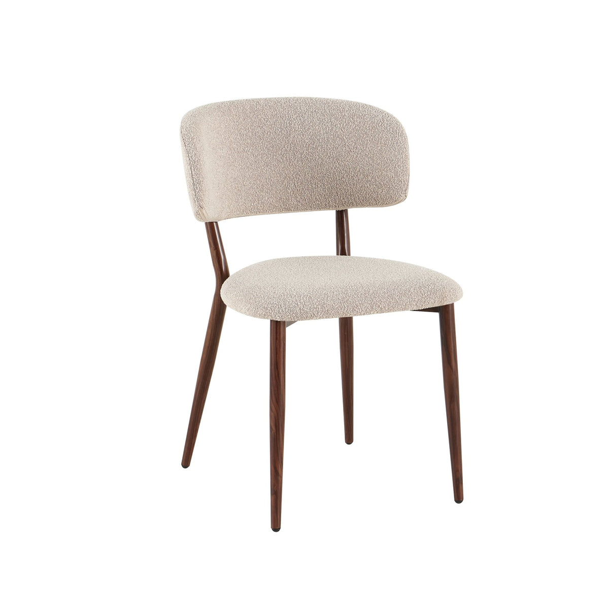 Dining room chairs-Japandi Dining room chair Yura Beige - Walnut look Frame-Dimehouse