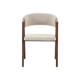 Dining room chairs-Japandi dining room chair sand color bouclé Kyo - walnut frame - with armrest-Dimehouse