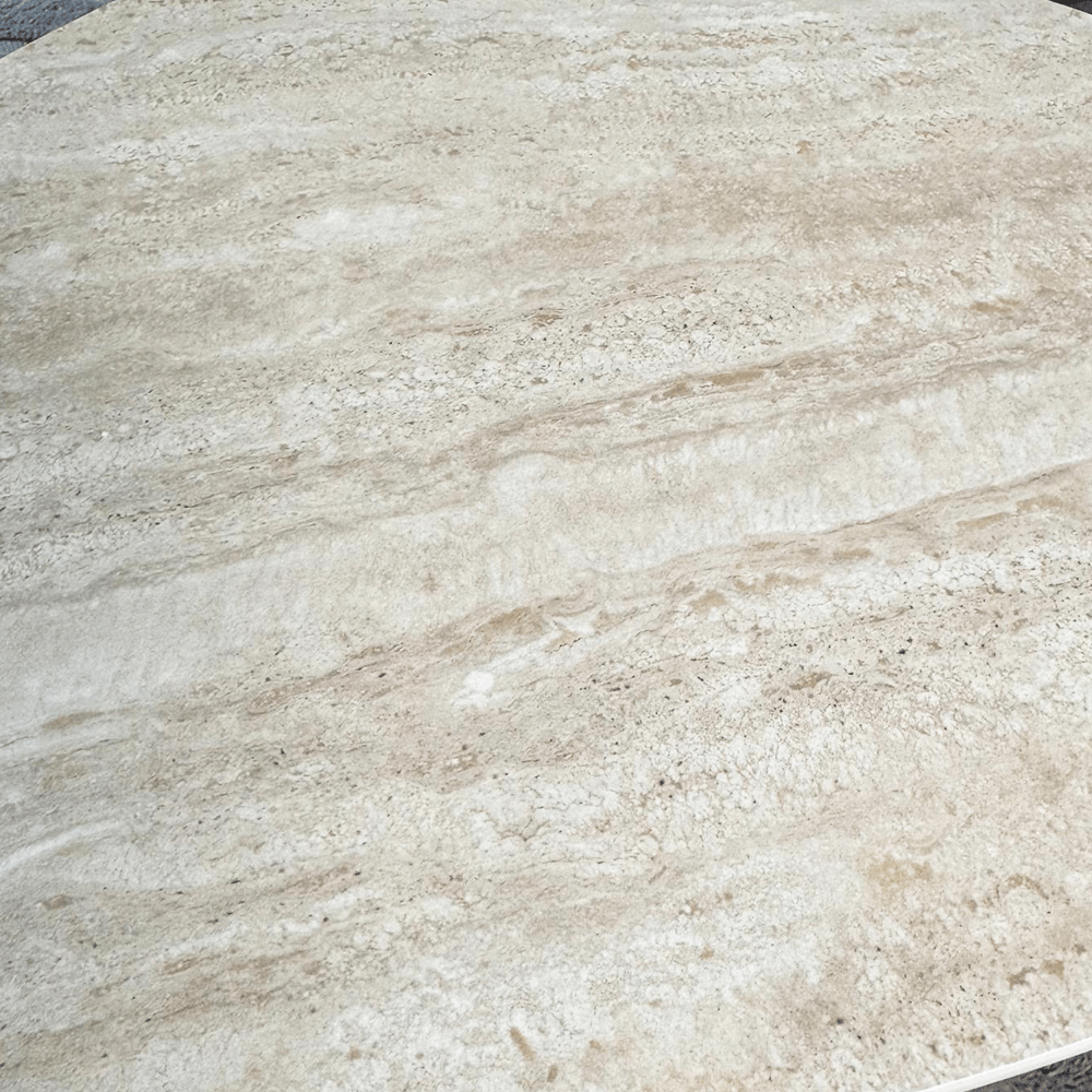 Coffee tables - Set of 2 organic coffee tables Jimi travertine top with walnut base - Japandi - Dimehouse