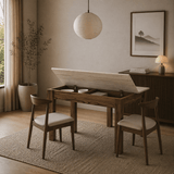 Dining tables - Small dining table Walnut with Travertine Melamine - 110 cm - with storage space - Kara - Dimehouse