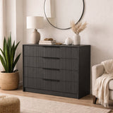 Chests of drawers - Chest of drawers Kale Luxury Anthracite Melamine 100x85x45 cm - Dimehouse