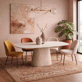 Dining tables - Sintered Stone Marble Look Travertine Dining Table Lea 180x90 cm - Danish Oval - Dimehouse