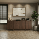 Sideboards - Sideboard Japandi walnut melamine Lowen 180x45x80 cm - Dimehouse