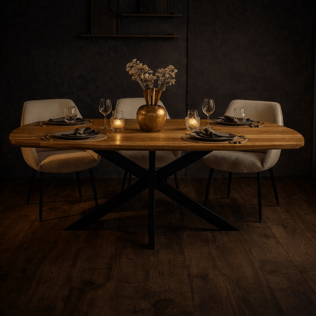 Dining tables - Dining table Mikkel Oak Danish Oval Matrix Frame Large - Dimehouse