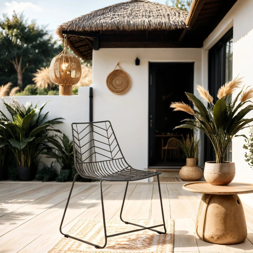 Garden chairs - Garden chair Metal Black Millie - Dimehouse