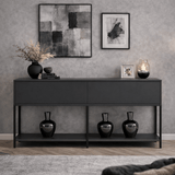 Sideboards - Modern Sideboard Anthracite Lord 150x30x80 - Black Frame - Two Compartments - Dimehouse