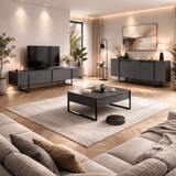 Sideboards - Modern Sideboard Anthracite Luxury 160x80x35 - Black Frame - Dimehouse