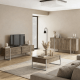 Sideboards - Modern Sideboard Walnut Luxury 160x80x35 - Silver Frame - Dimehouse