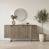 Sideboards - Modern Sideboard Walnut Luxury 160x80x35 - Silver Frame - Dimehouse