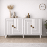 Sideboards - Modern Sideboard White - Gold 120 cm Melamine Ahart - Dimehouse