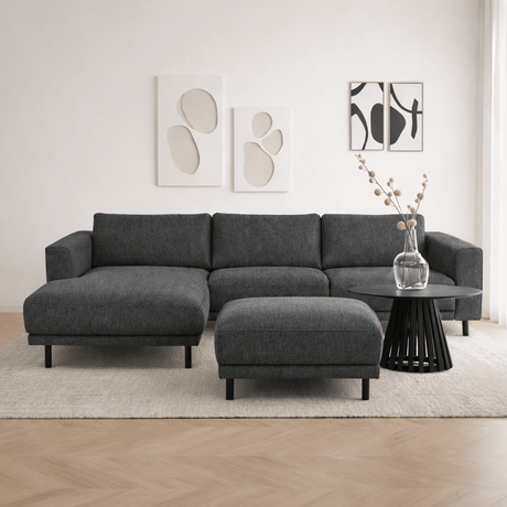 Sofas - Ottoman anthracite fabric - 73 × 57 × 47 cm - Aniko - Dimehouse