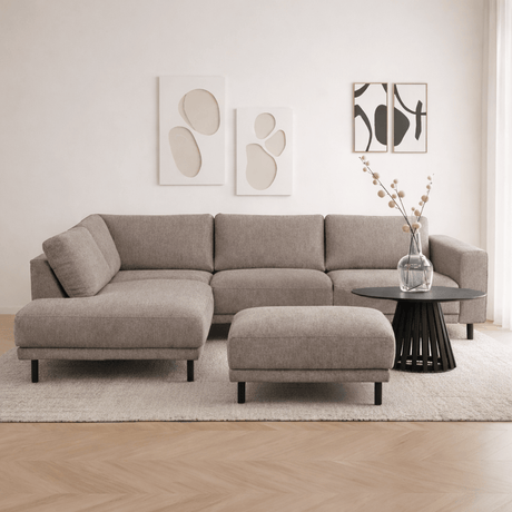 Sofas - Ottoman taupe fabric - 73 × 57 × 47 cm - Aniko - Dimehouse