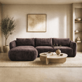 Sofas - Corner sofa round longue mocha brown velvet textured fabric Dwayne - left - Dimehouse