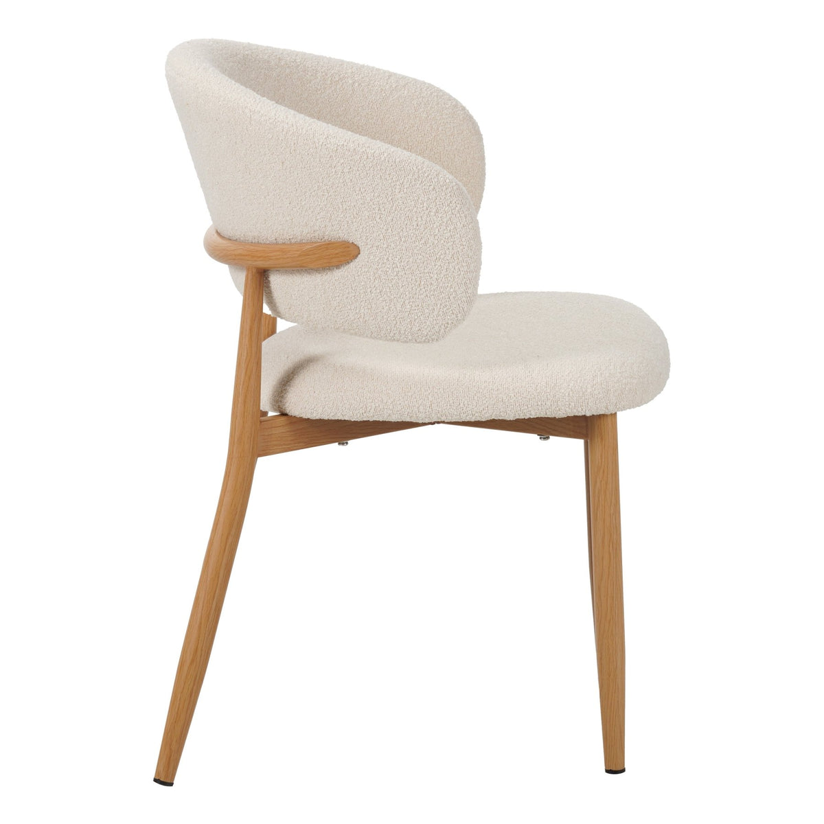 Dining room chairs - Japandi Dining room chair Yuka Beige - Oak look Frame - Dimehouse