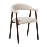 Dining room chairs - Japandi Dining room chair Beige Bouclé Suki - Walnut Frame - With Armrest - Dimehouse