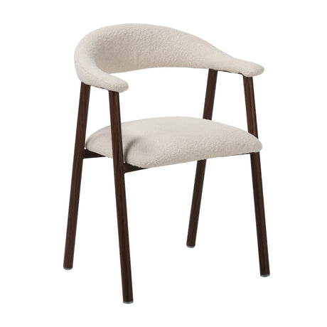 Dining room chairs - Japandi Dining room chair Beige Bouclé Suki - Walnut Frame - With Armrest - Dimehouse