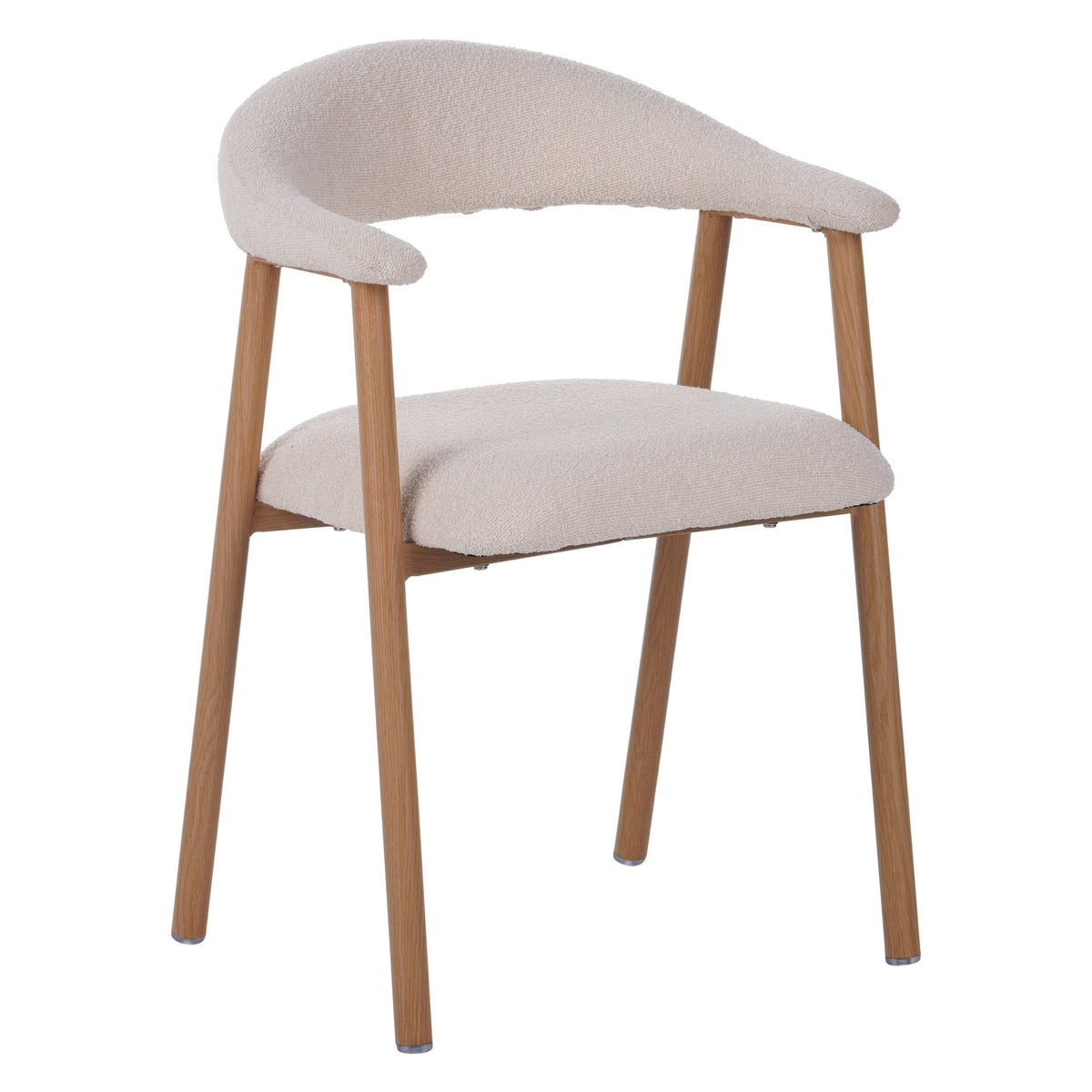Dining room chairs - Japandi Dining room chair Beige Bouclé Suki - Oak look Frame - With Armrest - Dimehouse