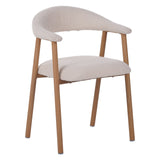 Dining room chairs - Japandi Dining room chair Beige Bouclé Suki - Oak look Frame - With Armrest - Dimehouse