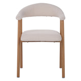Dining room chairs - Japandi Dining room chair Beige Bouclé Suki - Oak look Frame - With Armrest - Dimehouse