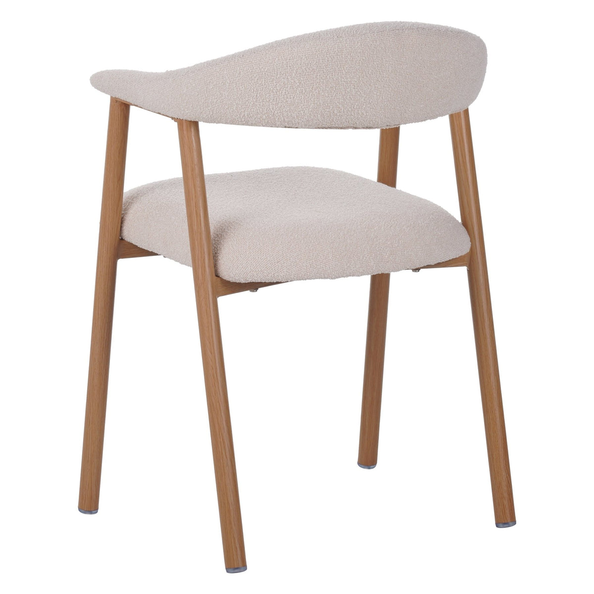 Dining room chairs - Japandi Dining room chair Beige Bouclé Suki - Oak look Frame - With Armrest - Dimehouse