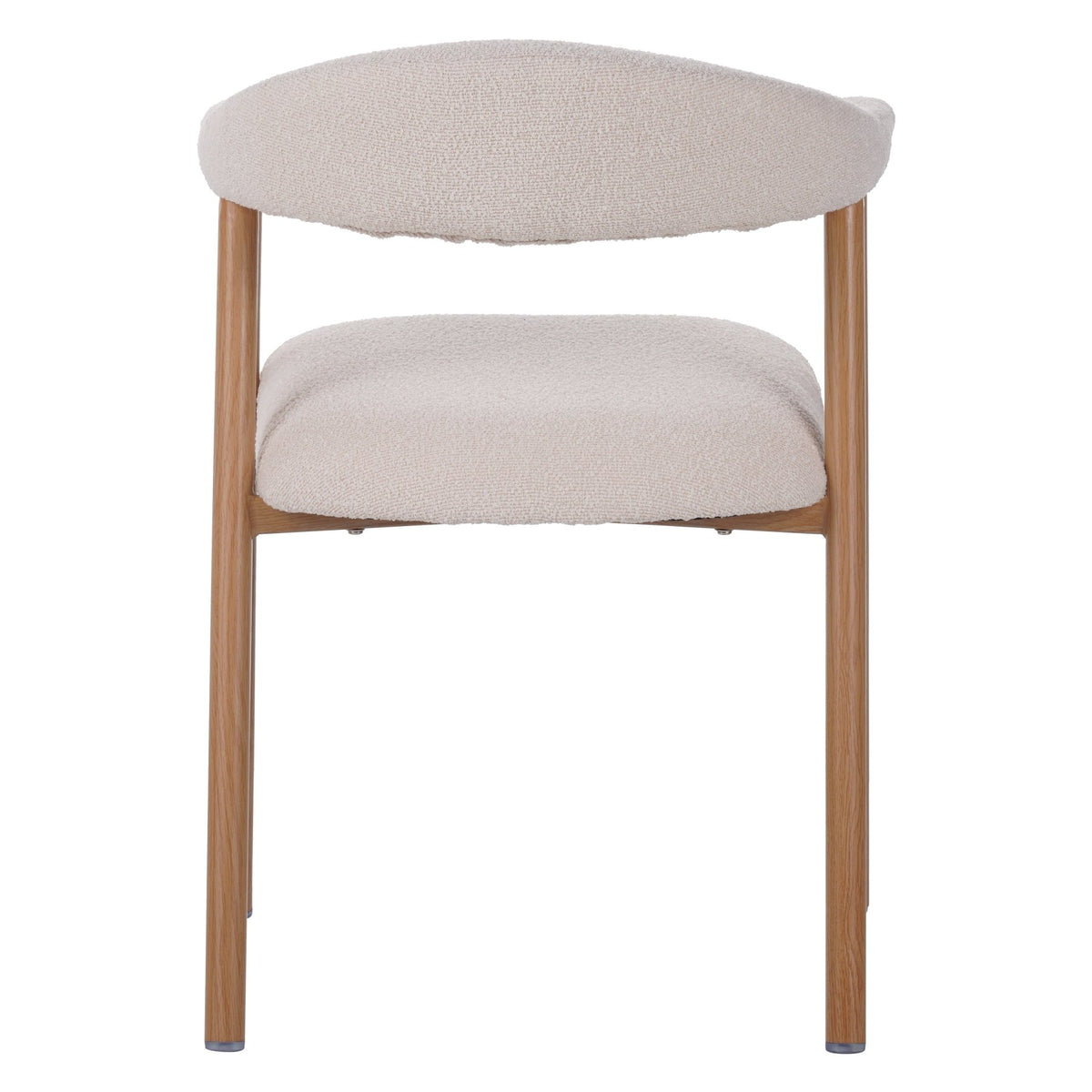 Dining room chairs - Japandi Dining room chair Beige Bouclé Suki - Oak look Frame - With Armrest - Dimehouse