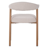Dining room chairs - Japandi Dining room chair Beige Bouclé Suki - Oak look Frame - With Armrest - Dimehouse