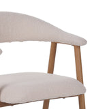 Dining room chairs - Japandi Dining room chair Beige Bouclé Suki - Oak look Frame - With Armrest - Dimehouse