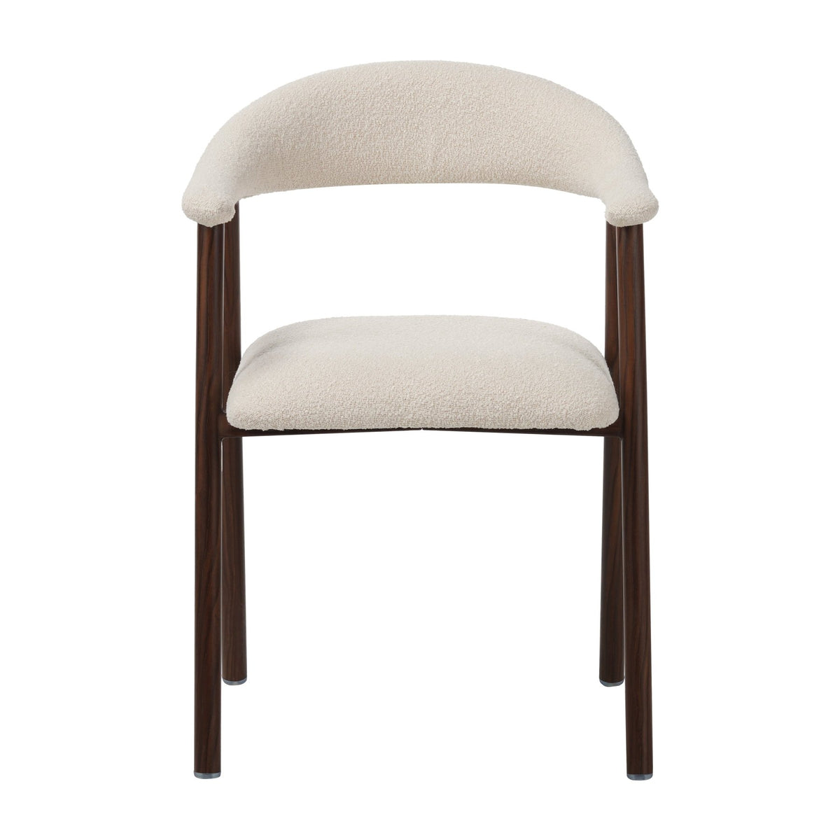 Dining room chairs - Japandi Dining room chair Beige Bouclé Suki - Walnut Frame - With Armrest - Dimehouse