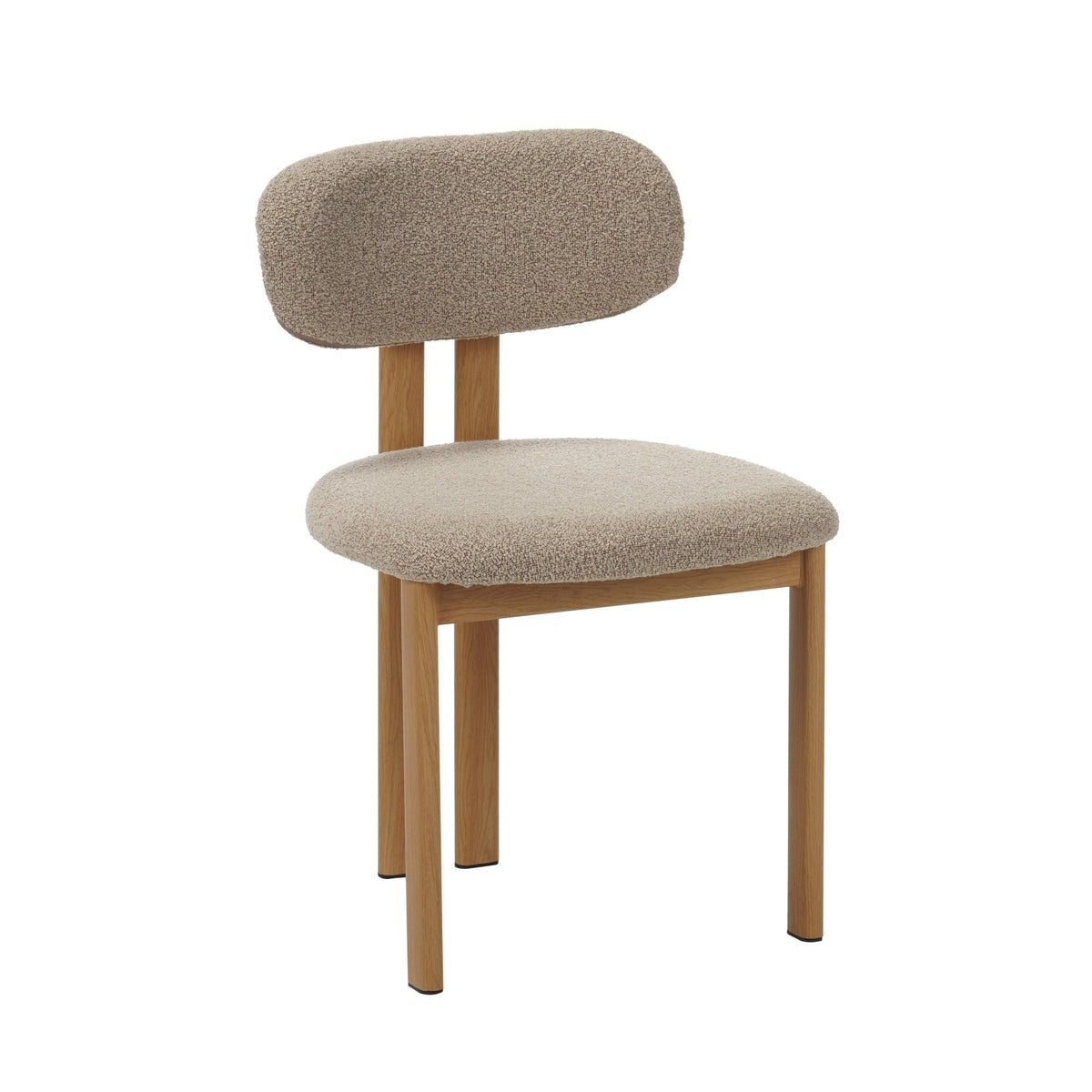 Dining room chairs - Japandi Dining room chair Miyo Bouclé Sand color - Oak look Frame - Dimehouse