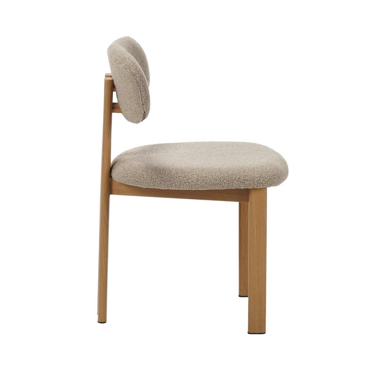 Dining room chairs - Japandi Dining room chair Miyo Bouclé Sand color - Oak look Frame - Dimehouse
