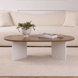 Coffee tables - Coffee table walnut white melamine arc shape Koda 119x60 cm - Dimehouse