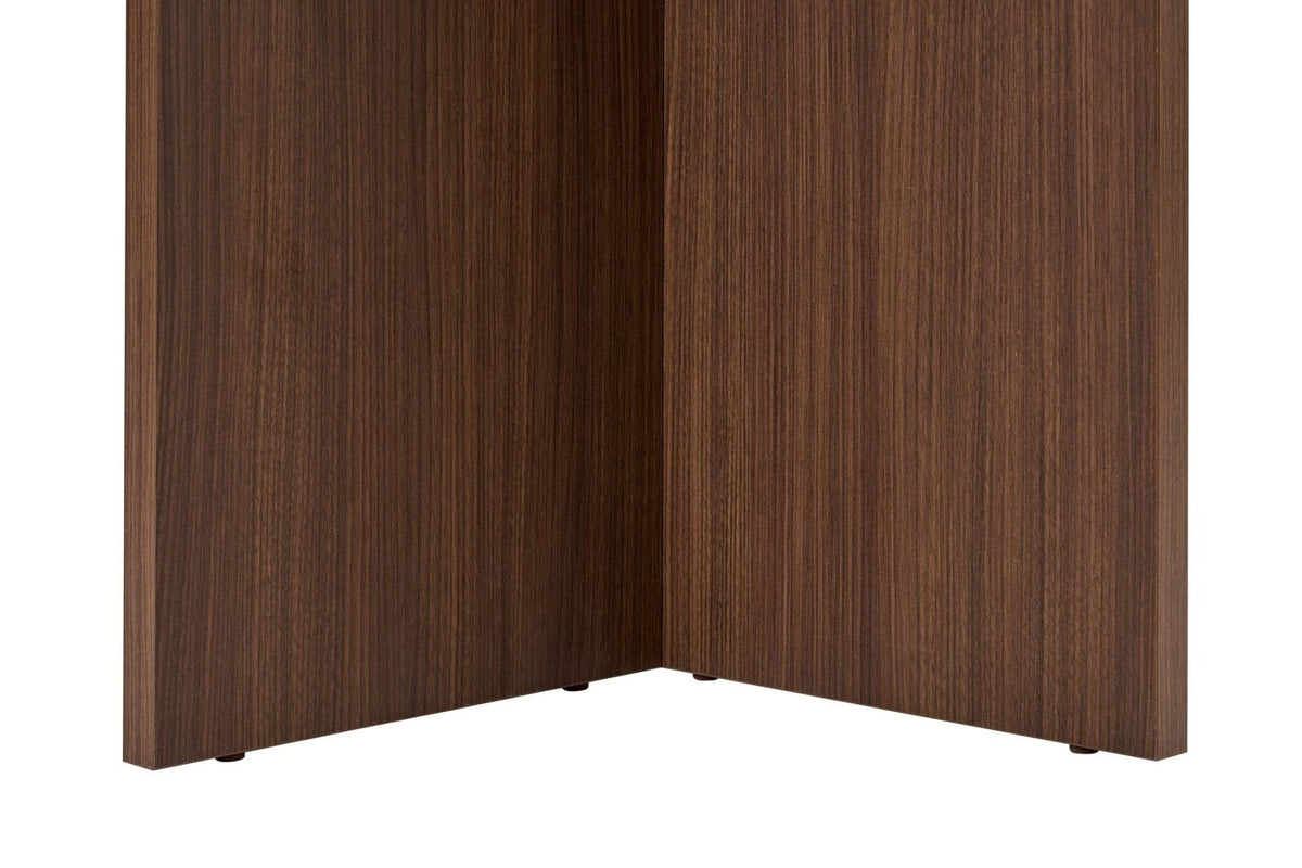 Dining tables - Oval dining table travertine top - walnut melamine - 180x89.5x75 cm - Sota - Dimehouse