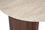 Dining tables - Oval dining table travertine top - walnut melamine - 180x89.5x75 cm - Sota - Dimehouse