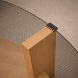 Coffee tables - Round coffee table oak melamine smoked glass Ø75 cm - Cairo - Dimehouse
