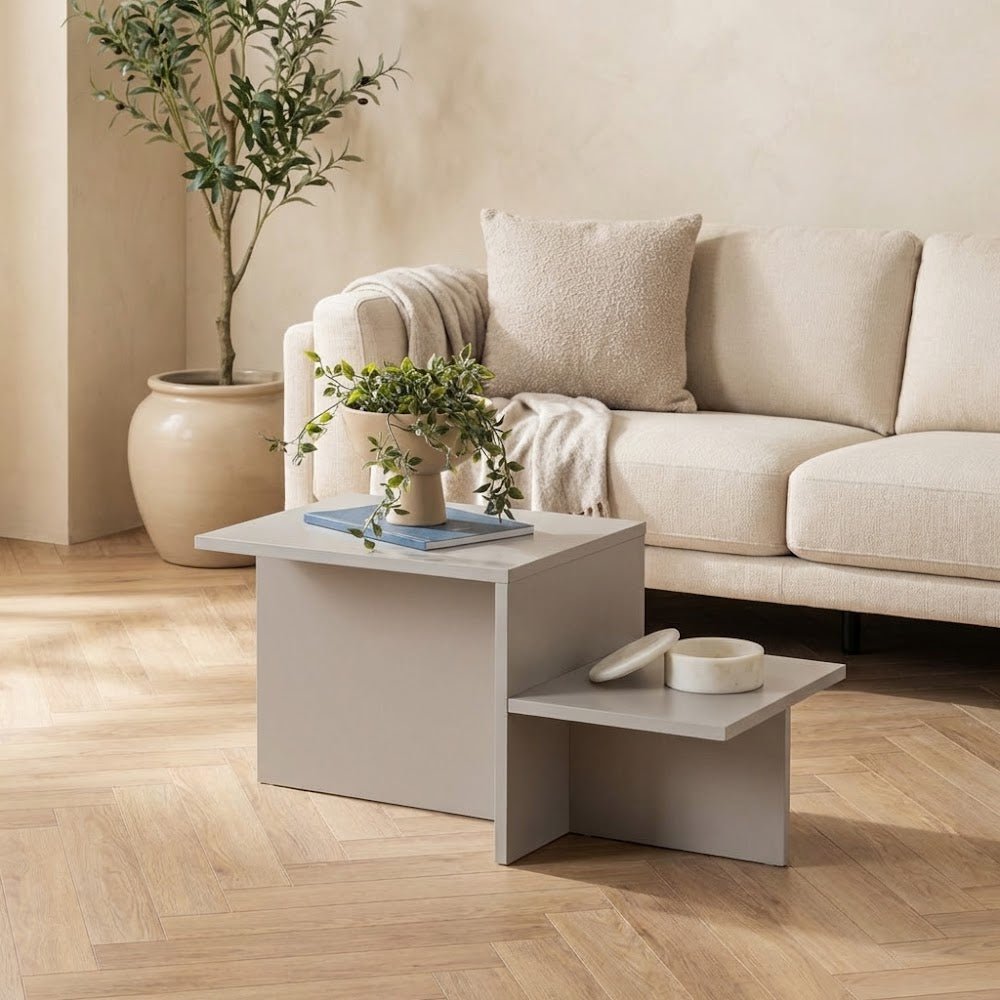 Coffee tables - Coffee table Gray Melamine - 80 x 40 cm - Eterna - Dimehouse