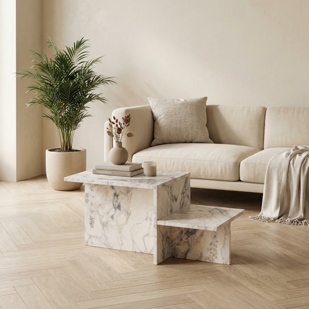 Coffee tables - Coffee table Marble Melamine - 80 x 40 cm - Eterna - Dimehouse