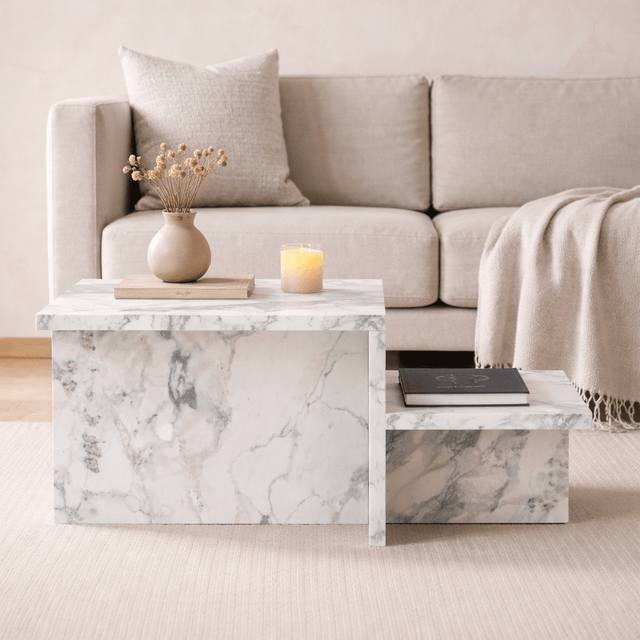 Coffee tables - Coffee table Marble Melamine - 80 x 40 cm - Eterna - Dimehouse