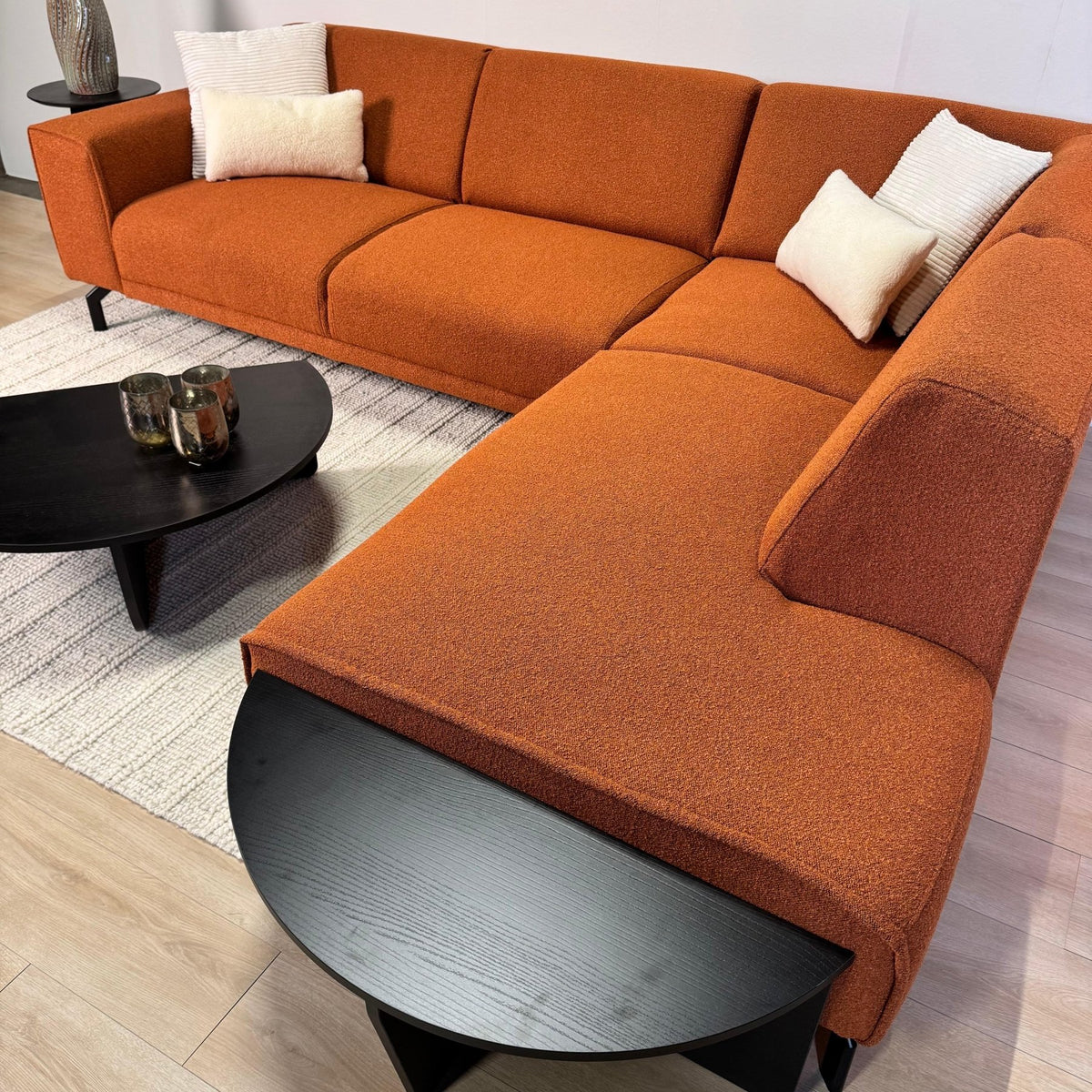 Coffee Tables - Round Coffee Table Black Stepped Melamine 85 cm Orin - Dimehouse