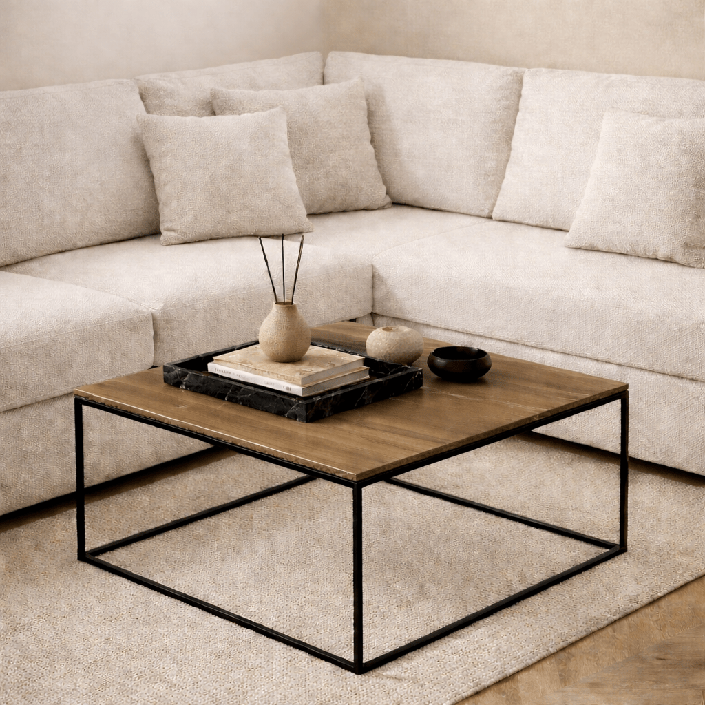 Coffee tables - Square coffee table Wood look Melamine - 75x75 cm - Pola - Dimehouse