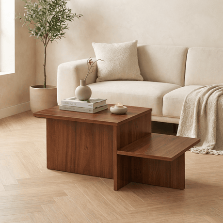 Coffee tables - Coffee table Walnut Melamine - 80 x 40 cm - Eterna - Dimehouse
