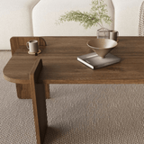 Coffee tables - Coffee table Walnut melamine Japandi - 120 x 60 cm - round corners - Lovge - Dimehouse